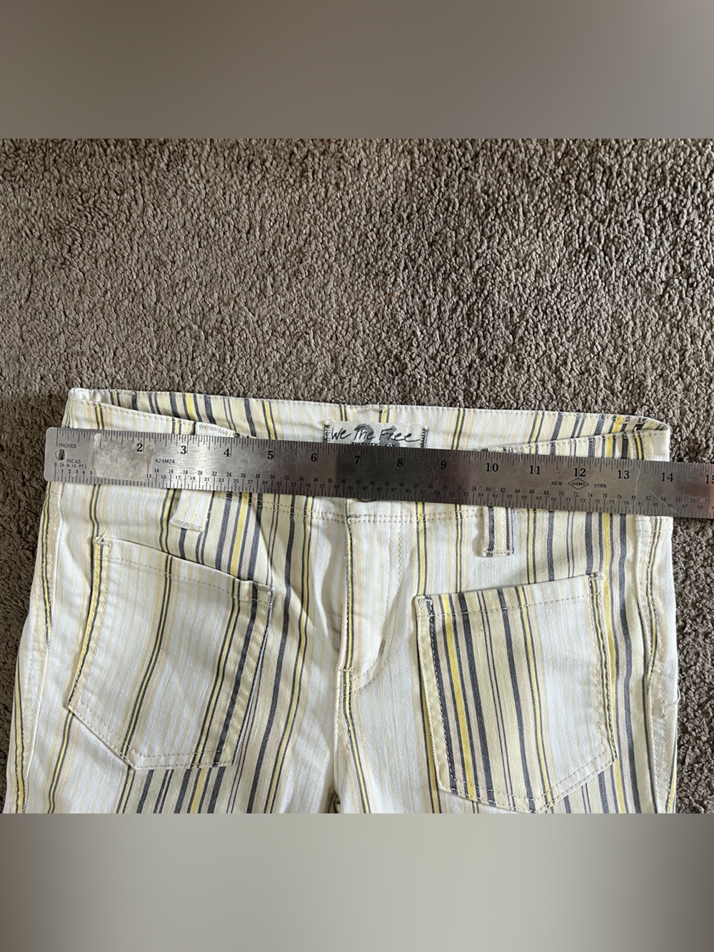 Free people Striped low rise stretch cropped jeans pants - Picture 5 of 6